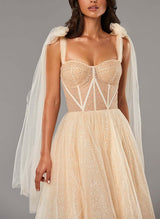A-Line Sweetheart Tulle Homecoming Dresses With Bow(s)/Rhinestone-Ballbella