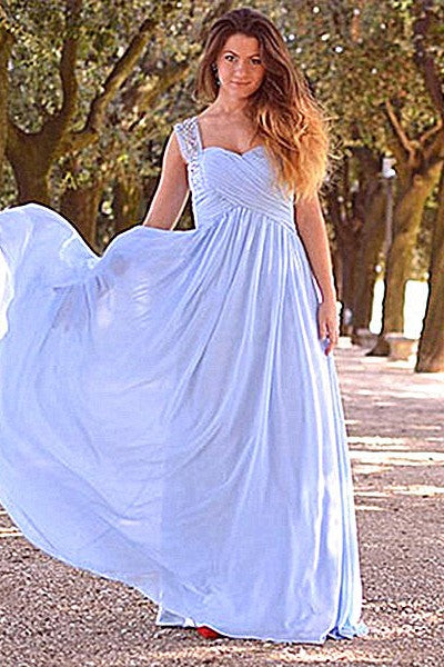 A-line Sweetheart Wide Strap Floor Length Chiffon Rhinestone Prom Dress A-line Sweetheart Wide Strap Floor Length Chiffon Rhinestone Prom Dress