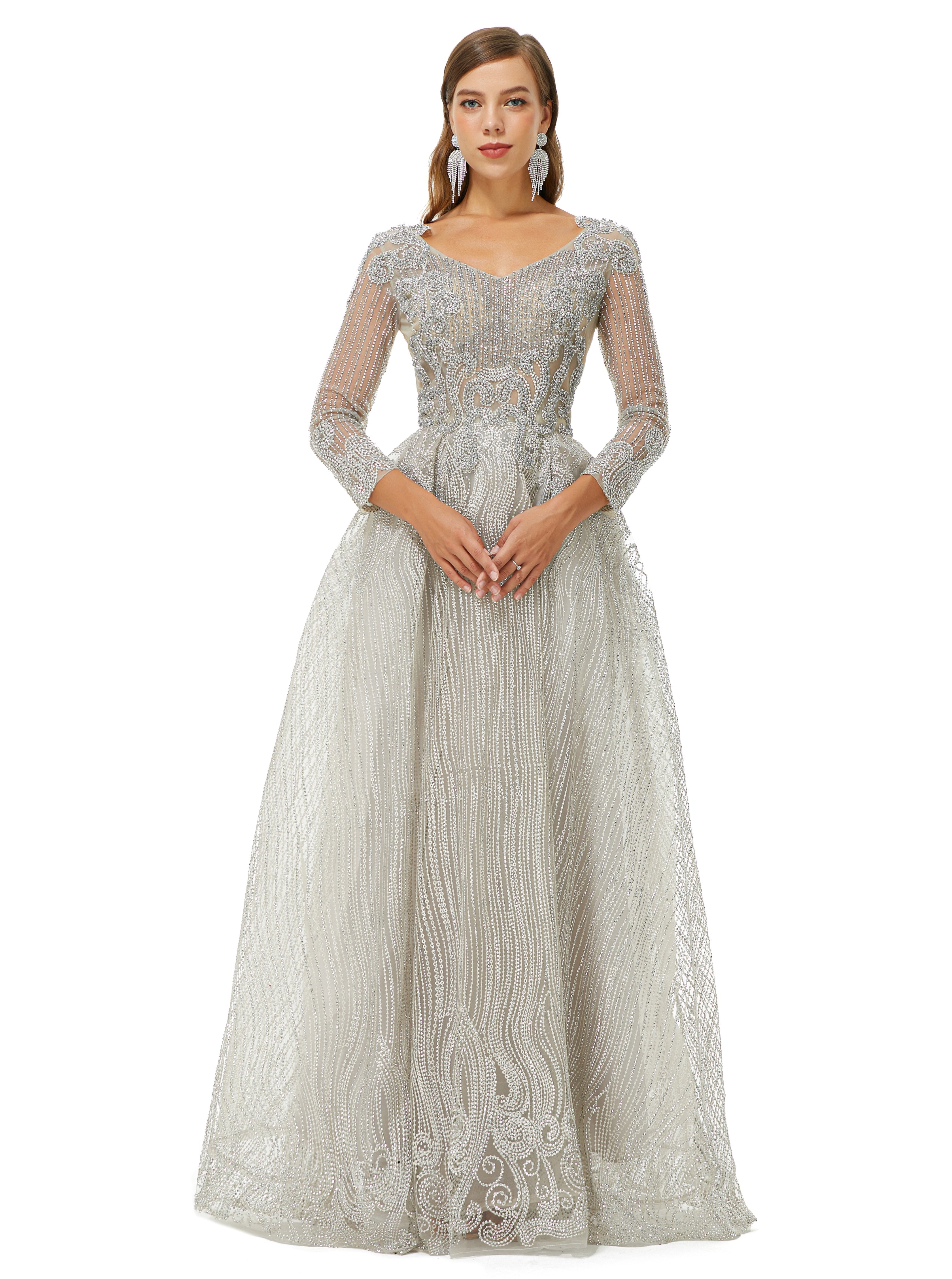 OKBBN Classic Long A-line V-neck Ball Dress main image 0