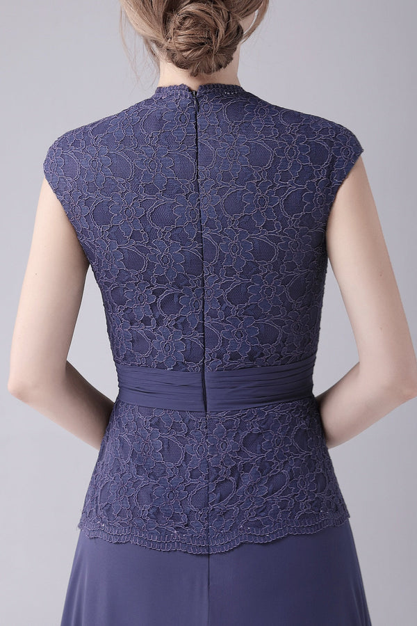 A-Line V-neck Floor Length Sleeveless Vintage mother's dress-Ballbella