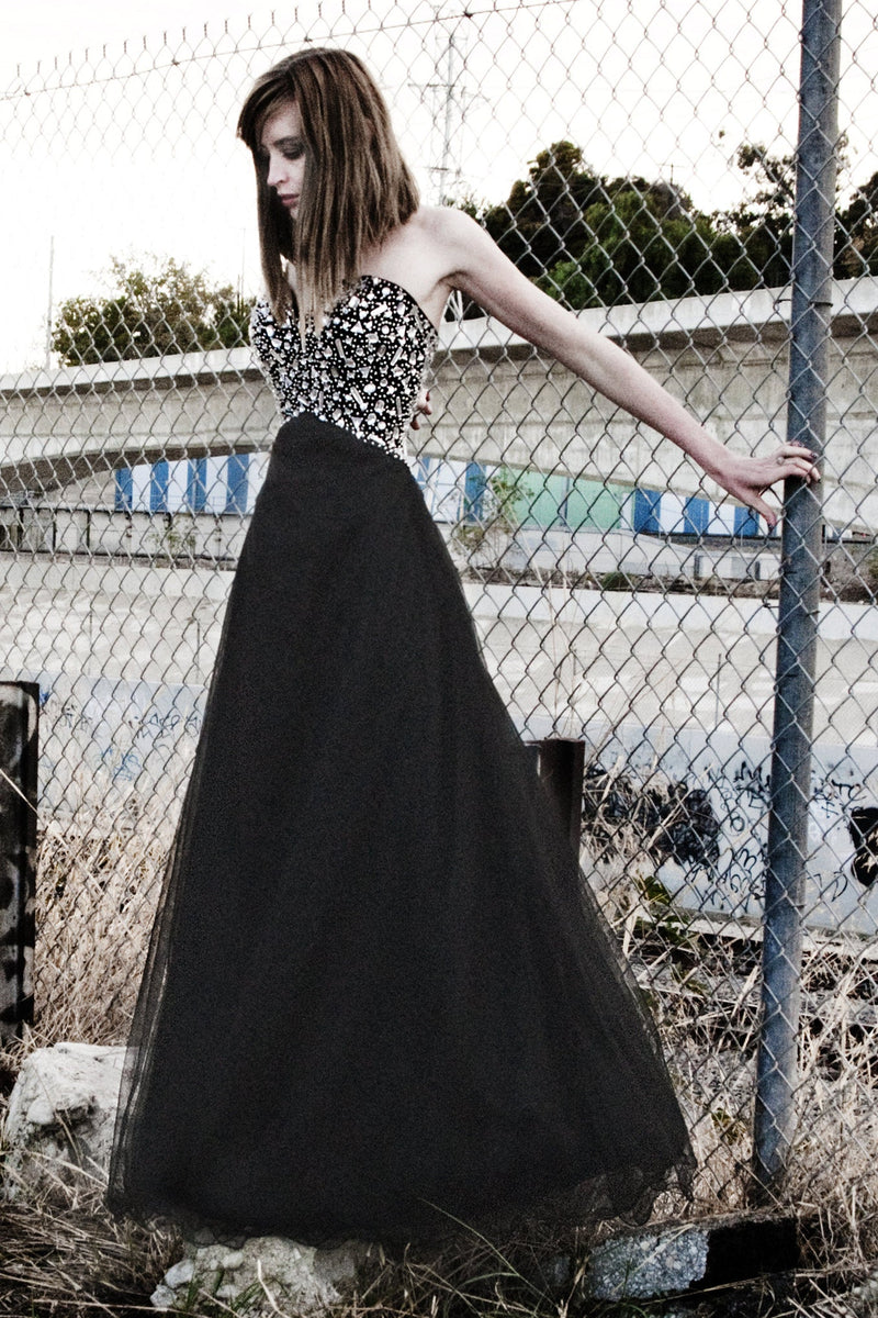 A-line V-neck Floor Length Tulle Rhinestone Corset Prom Dress Ballbella A-line V-neck Floor Length Tulle Rhinestone Corset Prom Dress Ballbella