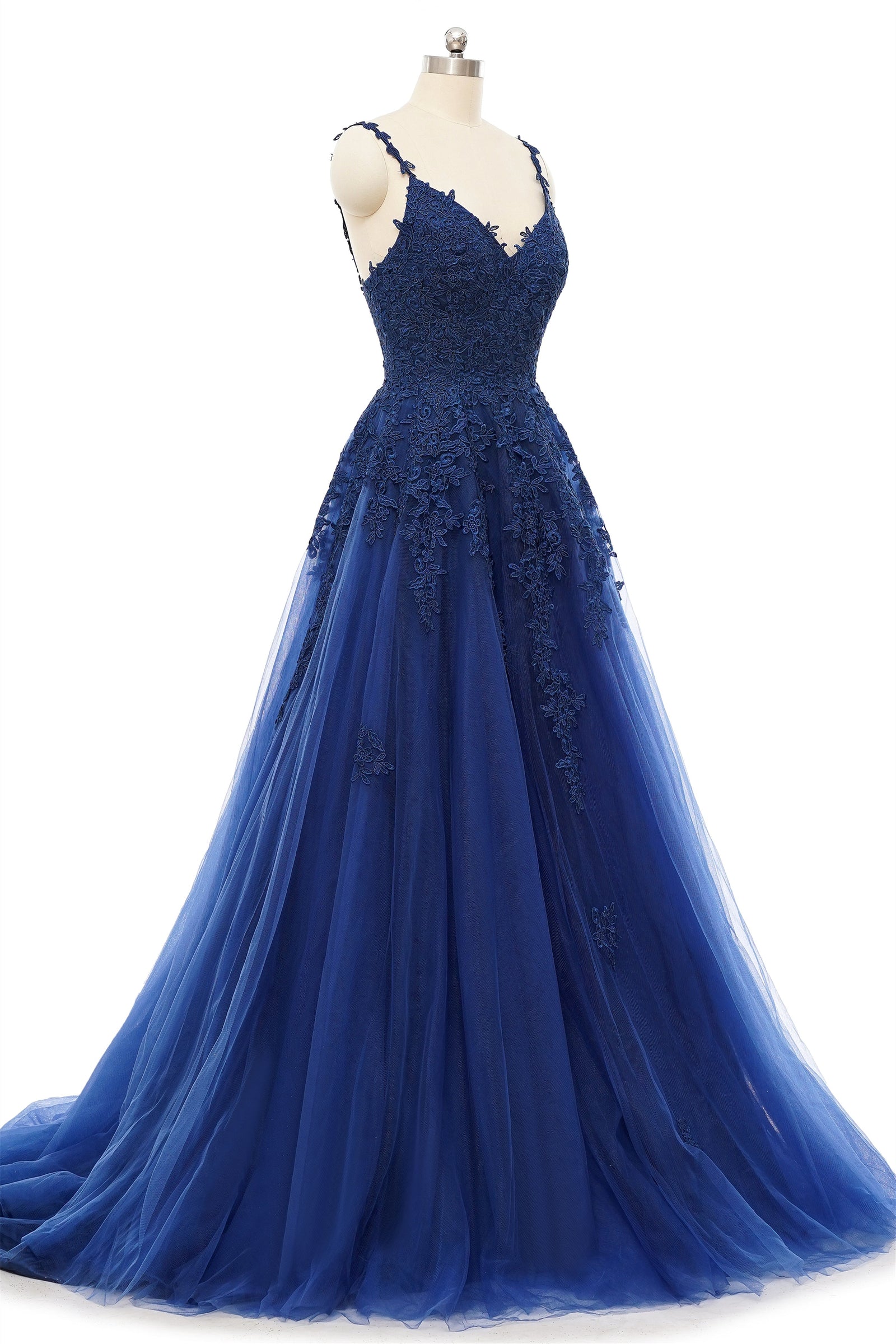 A-line V-neck Spaghetti strap Floor-length Sleeveless Backless Appliques Lace Elegant Prom Dress A-line V-neck Spaghetti strap Floor-length Sleeveless Backless Appliques Lace Elegant Prom Dress
