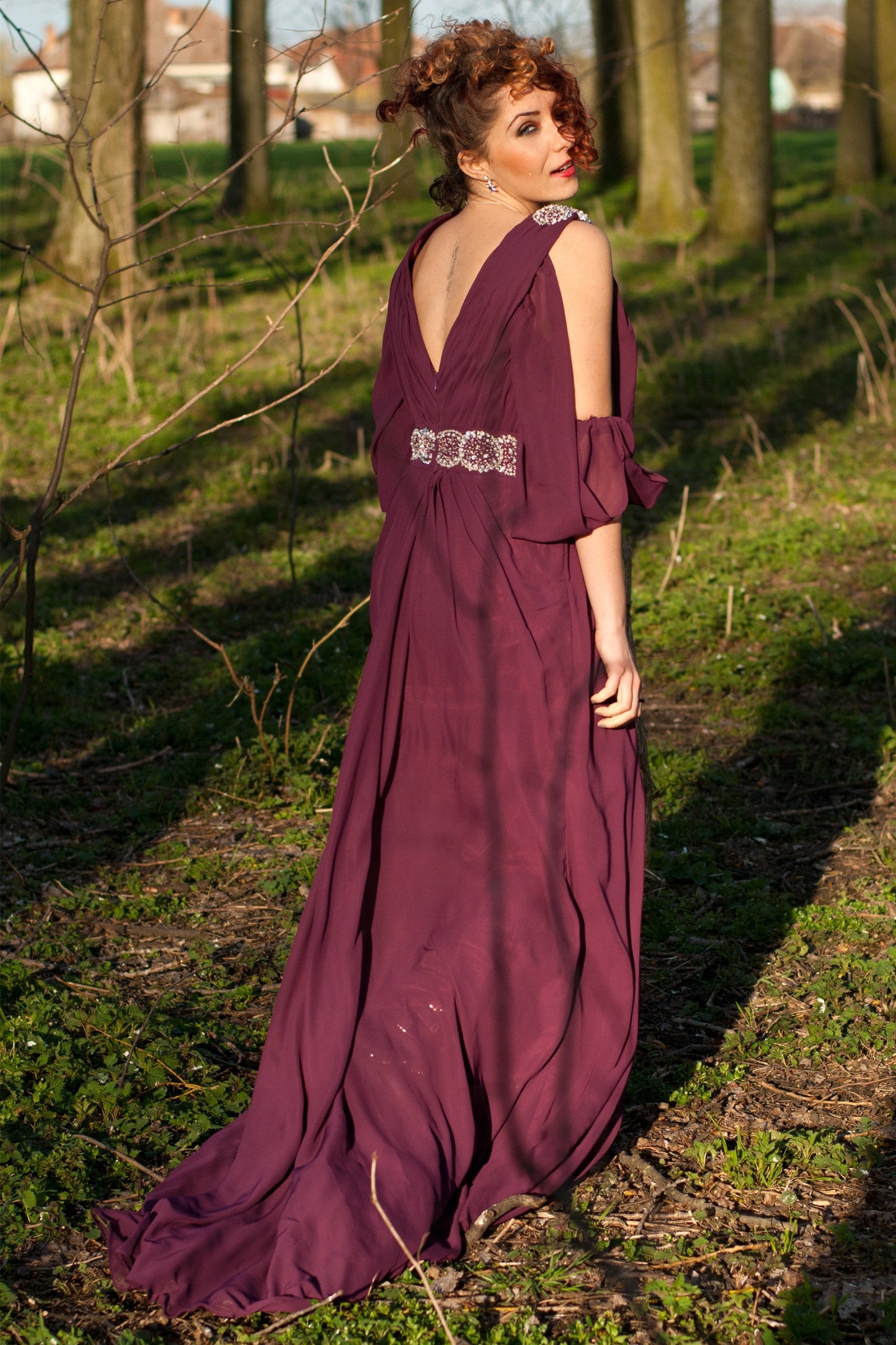 A-line V-neck Wide Strap Floor Length Chiffon Rhinestone Evening Dress A-line V-neck Wide Strap Floor Length Chiffon Rhinestone Evening Dress