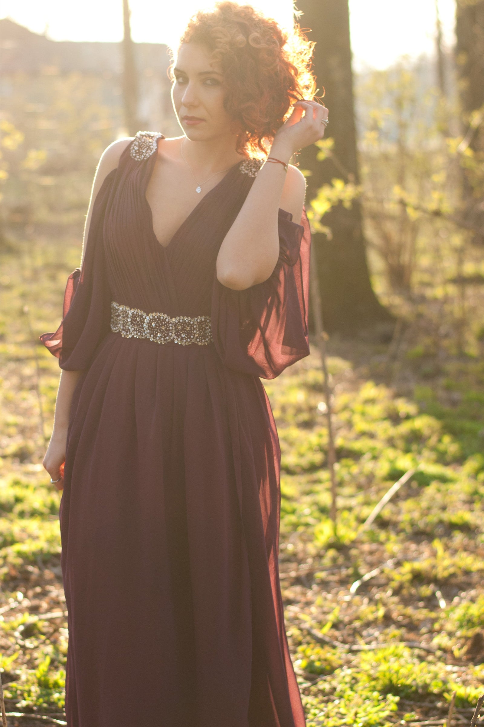 A-Line V-Neck Wide Strap Floor Length Chiffon Rhinestone Evening Dress A-Line V-Neck Wide Strap Floor Length Chiffon Rhinestone Evening Dress