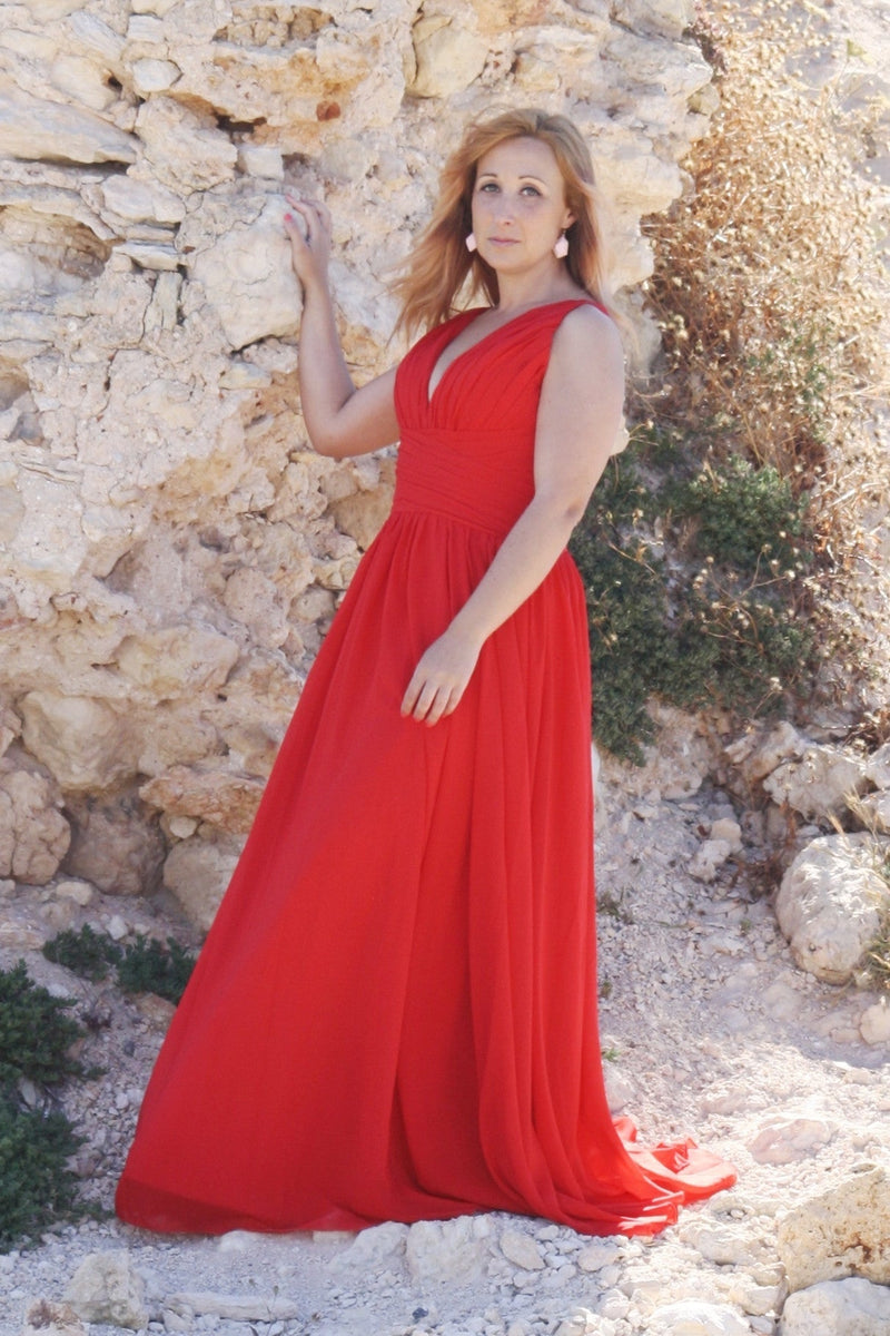 A-line V-neck Wide Straps Sleeveless Floor Length Chiffon Evening Dres Ballbella A-line V-neck Wide Straps Sleeveless Floor Length Chiffon Evening Dres Ballbella
