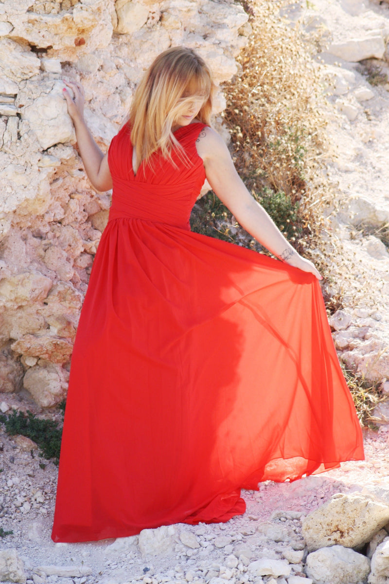 A-line V-neck Wide Straps Sleeveless Floor Length Chiffon Evening Dres Ballbella A-line V-neck Wide Straps Sleeveless Floor Length Chiffon Evening Dres Ballbella