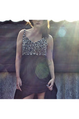 A-line Wide Strap Floor Length Chiffon Rhinestone Backless Prom Dress-Ballbella