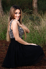 A-line Wide Strap V-neck Knee Length Tulle Rhinestone Prom Dress-Ballbella