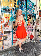 A-Line/Princess Cowl Neck Spaghetti Straps Sleeveless Chiffon Short/Mini Homecoming Dresses-Ballbella
