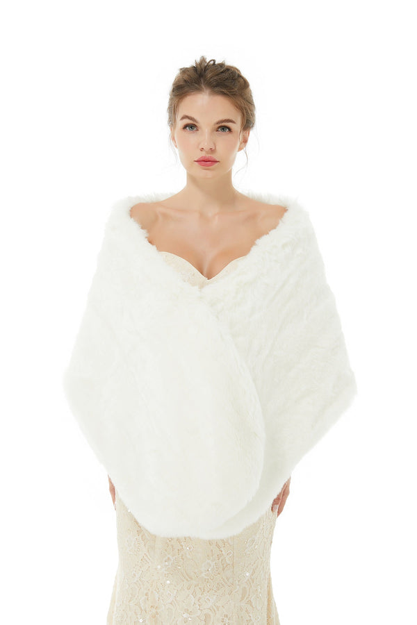 Adah - Winter Faux Fur Wedding Wrap-Ballbella