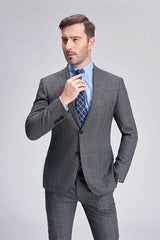 This Advanced Grey Plaid Mens Suits for Business, Peak Lapel Bespoke Suits for Men Sale at Ballbella comes in all sizes for prom, wedding and business. Shop an amazing selection of Peaked Lapel Single Breasted Grey mens suits in cheap price.