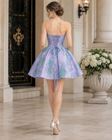 Pretty Purple Sweetheart Strapless Sleeveless Homecoming Dresses Mini With Lace-Up back