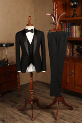 Buy All Black Three-pieces Custom Wedding Suit For Grooms for men from Ballbella. Huge collection of Shawl Lapel Single Breasted Men Suit sets at low offer price &amp; discounts, free shipping &amp; custom made. Order Now.