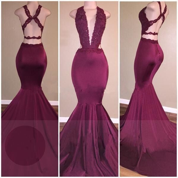 Customizing this Alluring Deep-V-Neck Beading Cross-Back Mermaid Prom Dresses on Ballbella. We offer extra coupons,  make Prom Dresses, Real Model Series in cheap and affordable price. We provide worldwide shipping and will make the dress perfect for everyone.