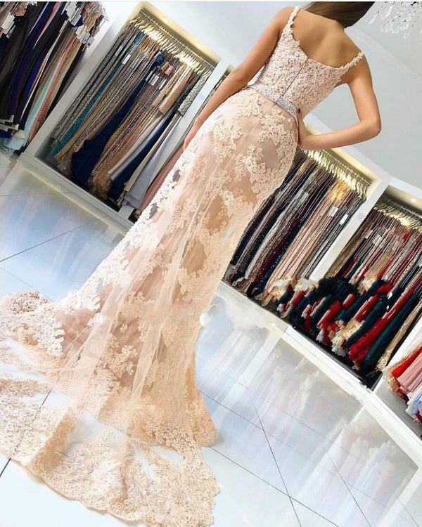 Ballbella has a great collection of Alluring Elegant Lace Spaghetti Strap Chic Mermaid Prom Dresses Sleeveless Evening Dresses with Over-skirt at an affordable price. Welcome to buy high quality Prom Dresses, Evening Dresses from Ballbella.