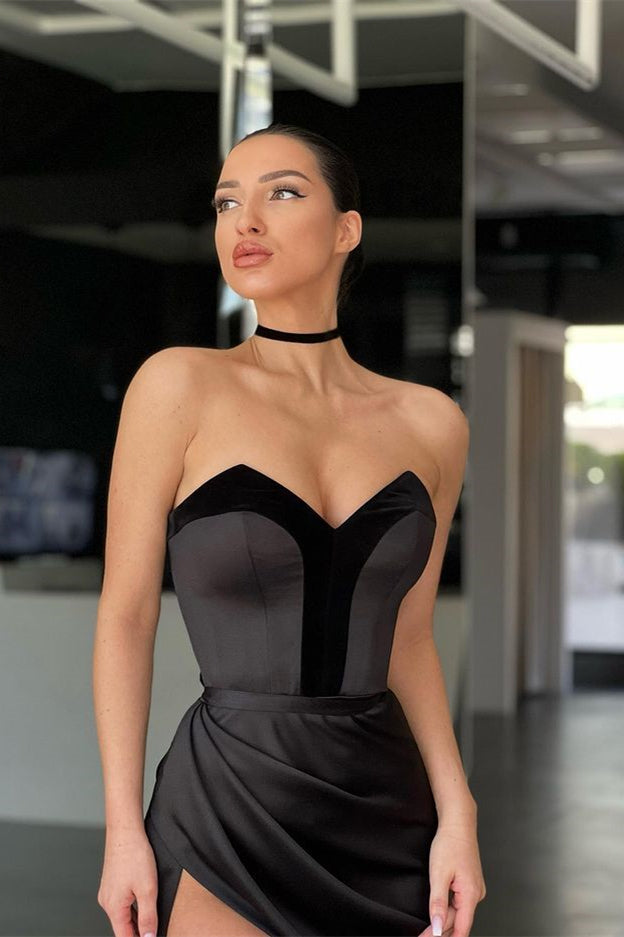 Glitter Sweetheart Black Long Prom Ball Gown main image 1