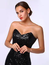 Amazing Celebrity Dresses Sheath Black Sequined Sweetheart Neck Evening Dress Inspired By Rosario Dawson At Oscar-Ballbella