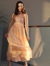 A-Line Charming Chiffon Sequin Scoop Sleeveless Ankle-Length Junior/Girls Bridesmaid Dresses