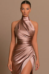 Amazing High Neck Sleeveless Prom Dress Mermaid Long Split-Ballbella