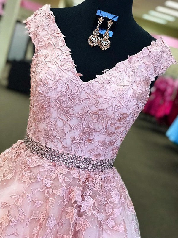 Still not know where to get your event dresses online? Ballbella offer you Amazing Pink Off-the-Shoulder Prom Dresses Applique Crystal Sleeveless Evening Dresses with Belt at factory price,  fast delivery worldwide.
