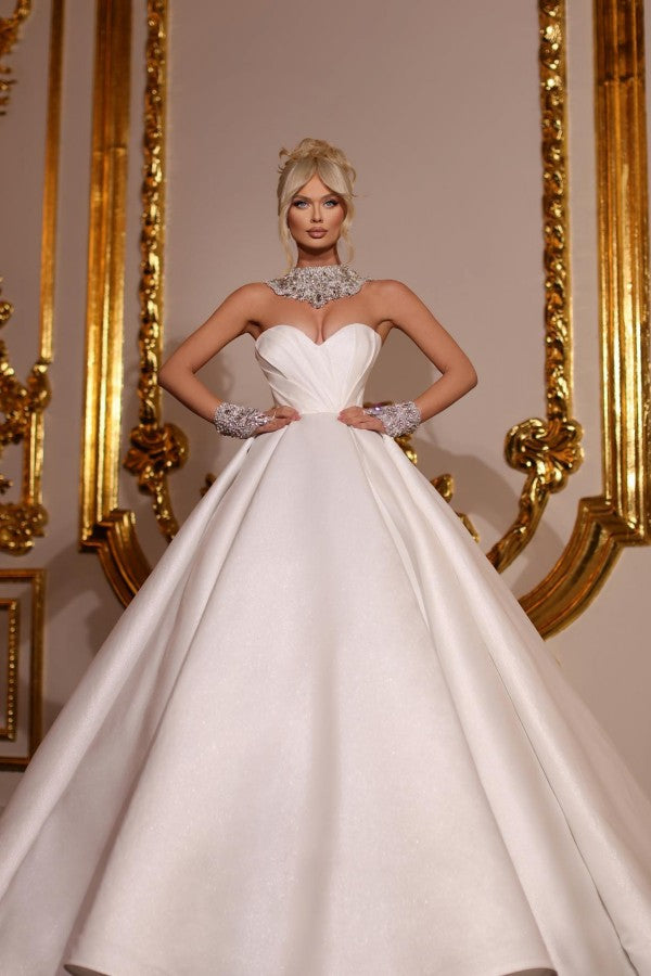 Amazing Princess Long Long Glitter Sleeveless Wedding Dresses Online-Ballbella