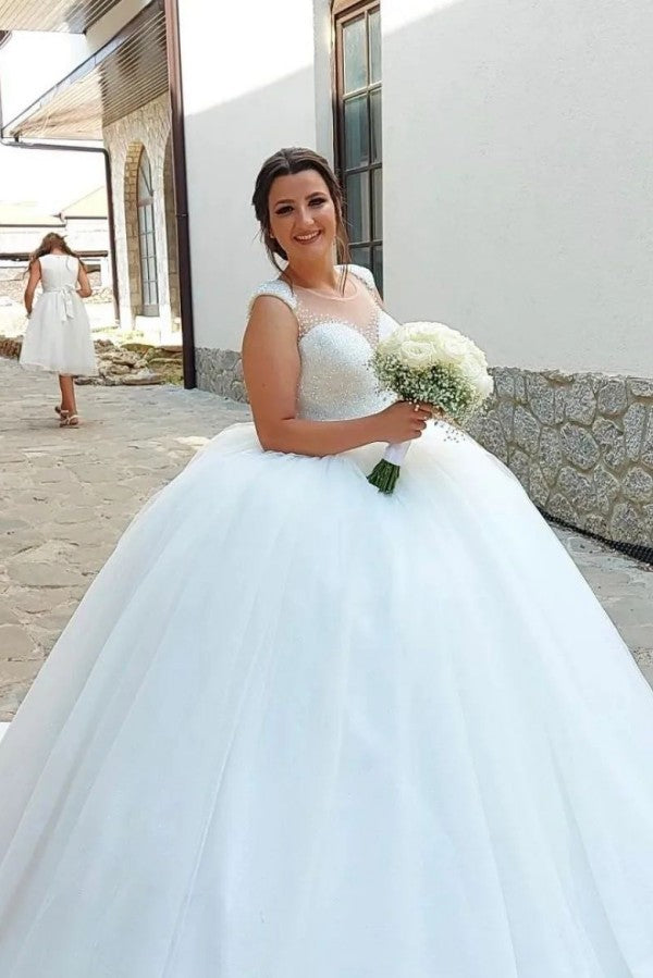 Amazing Princess Long Long Sequined Sleeveless Wedding Dresses Online-Ballbella