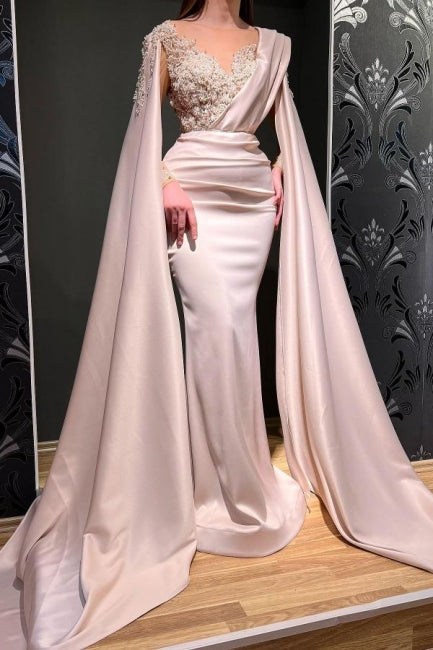 Amazing Red Mermaid Prom Dress V-Neck Long On Sale-Ballbella