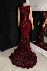Amazing Sequins Mermaid Prom Dresses Sleeveless V-Neck Online-Ballbella