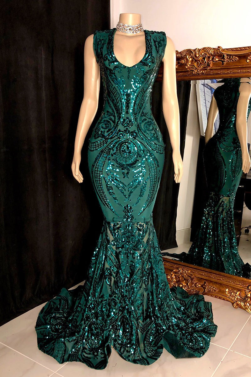 Amazing Sequins Mermaid Prom Dresses Sleeveless V-Neck Online Amazing Sequins Mermaid Prom Dresses Sleeveless V-Neck Online