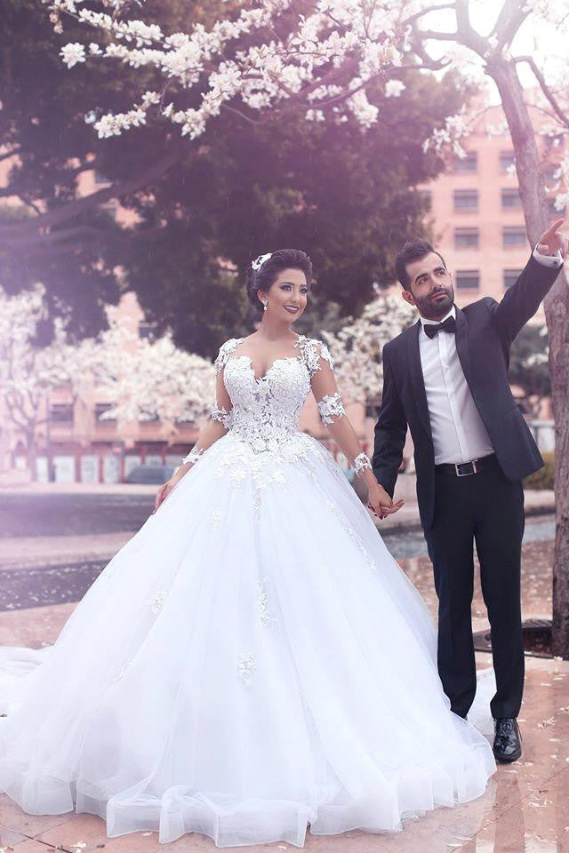Ballbella custom made this latest wedding dresses, tulle long bridal gowns in high quality at factory price, we sell dresses online all ove the world. Also, extra discounts are offered to our customs. We will try our best to satisfy everyoneon