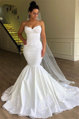 AmazingMermaid Spaghetti Straps Sleeveless Lace Wedding Dresses-Ballbella