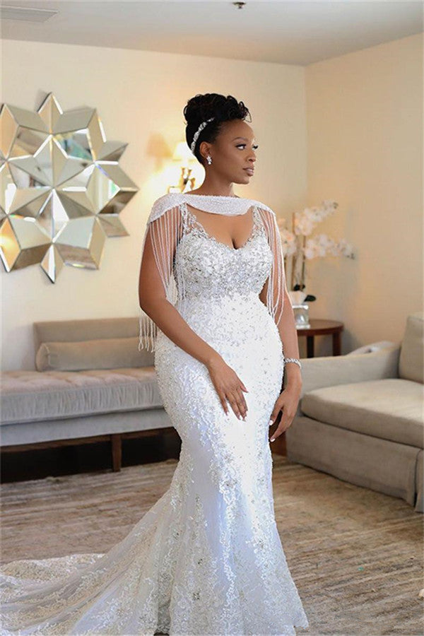 Inspired by this wedding dress at ballbella.com,Mermaid style, and AmazingBeading work? We meet all your need with this Classic Amazing Off-the-ShoulderBeading Mermaid wedding dress Modern Appliques Bridal Dresses.