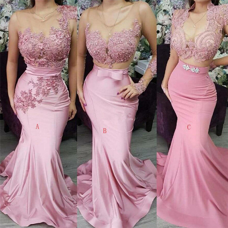 Ballbella offers beautiful Appliques Lace Mermaid Evening Dresses Pink Formal Dresses to fit your style,  body type &Elegant sense. Check out  selection and find the Mermaid Prom Party Gowns of your dreams!