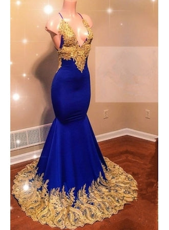 Ballbella offers Appliques Spaghetti Sleeveless V-neck Mermaid Prom Dresses at a cheap price from  to Mermaid hem. Gorgeous yet affordable Sleeveless Real Model Series.