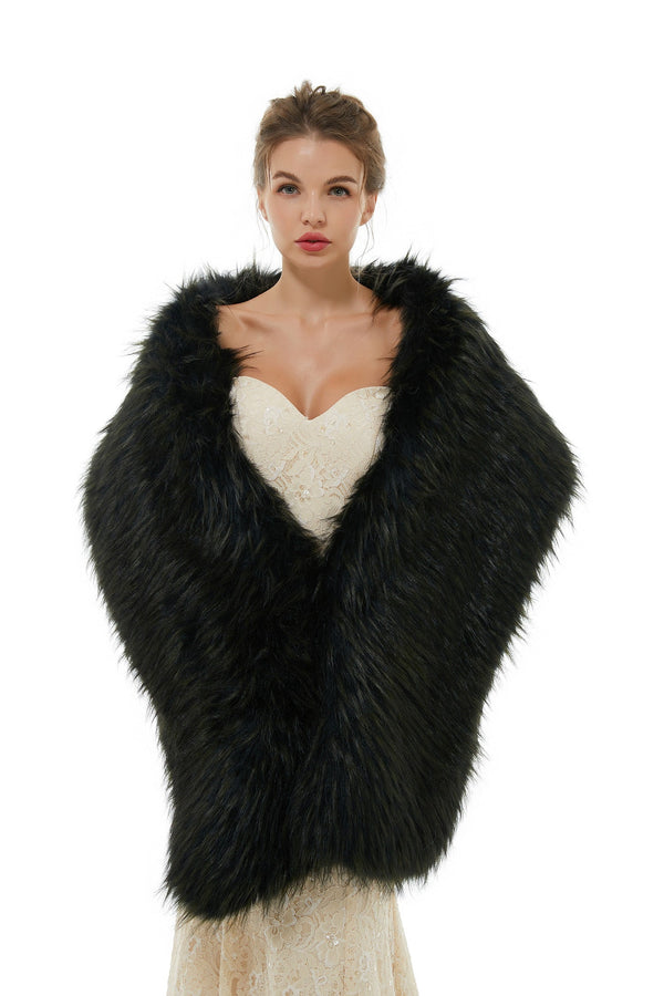 Badra - Winter Faux Fur Wedding Wrap-Ballbella