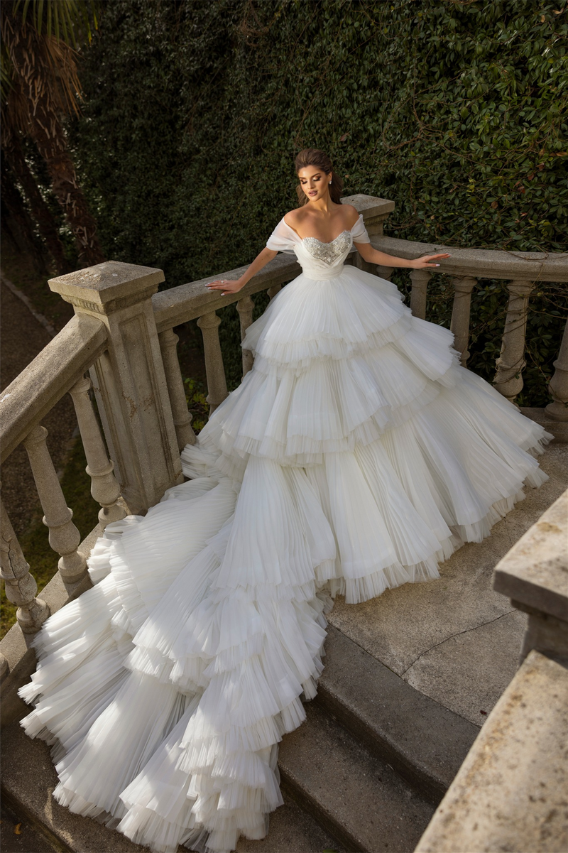 Ball Gown Off-The-Shoulder Sweetheart Floor-Length Sleeveless Backless Multiple Layers Wedding Dress Ball Gown Off-The-Shoulder Sweetheart Floor-Length Sleeveless Backless Multiple Layers Wedding Dress