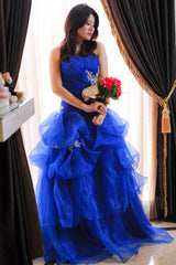 Ball Gown Sweetheart Floor Length Organza Beading Prom Dress-Ballbella