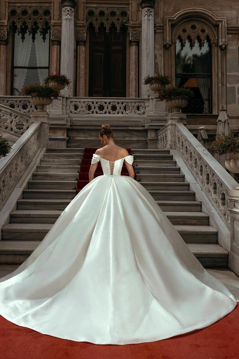ball gown off the shoulder wedding dress Off-Shoulder Straps wedding dress