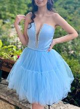 Ball-Gown Sweetheart Sleeveless Short/Mini Homecoming Dresses-Ballbella