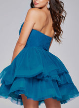 Ball-Gown Sweetheart Sleeveless Tulle Homecoming Dresses-Ballbella
