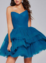 Ball-Gown Sweetheart Sleeveless Tulle Homecoming Dresses-Ballbella