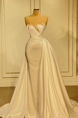 Ballbella Beautiful Mermaid Wedding Gowns With Lace Long White Glitter Sleeveless-Ballbella