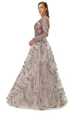 Ballbella Design | Sparkle Beaded Long Sleeves Prom Dresses-Ballbella