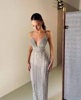 Ballbella Luxury Sleeveless Mermaid Evening Dress With Beadings-Ballbella