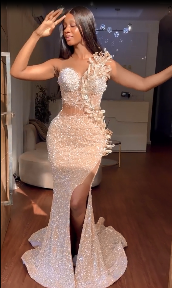 Ballbella Sweetheart Mermaid Sequins Prom Dress Long With Slit Ballbella Sweetheart Mermaid Sequins Prom Dress Long With Slit