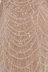 Beading Sweep Train High Neck Zipper Sleeveless Evening Dress-Ballbella