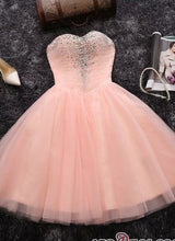 Beads Sequins Short Homecoming Dresses Sweetheart Coral Pink Hoco Dress-Ballbella