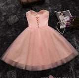 Beads Sequins Short Homecoming Dresses Sweetheart Coral Pink Hoco Dress-Ballbella