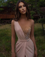 Beautiful Beadings Sleeveless Long Prom Dress With Split-Ballbella