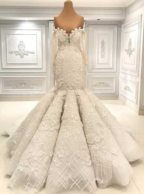 Any idea of dress for your big day? Ballbella custom made you this Beautiful Ivory Mermaid Sweetheart Lace Bridal Gowns for Wedding at factory price. Fast delivery worldwide.